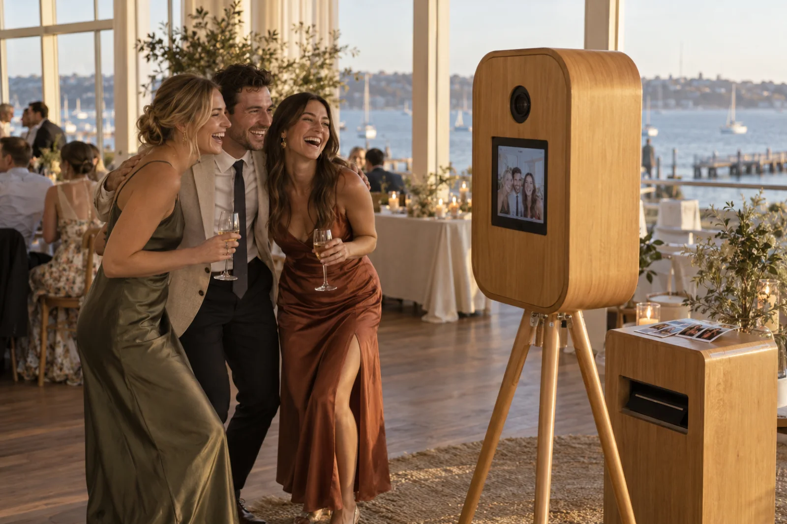 Timber photo booth at a coastal celebration